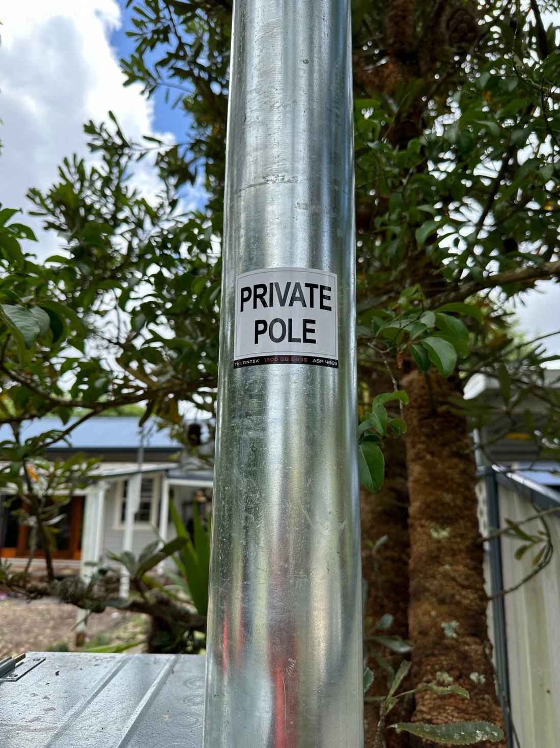 Galvanised private power pole installed by Thorntek