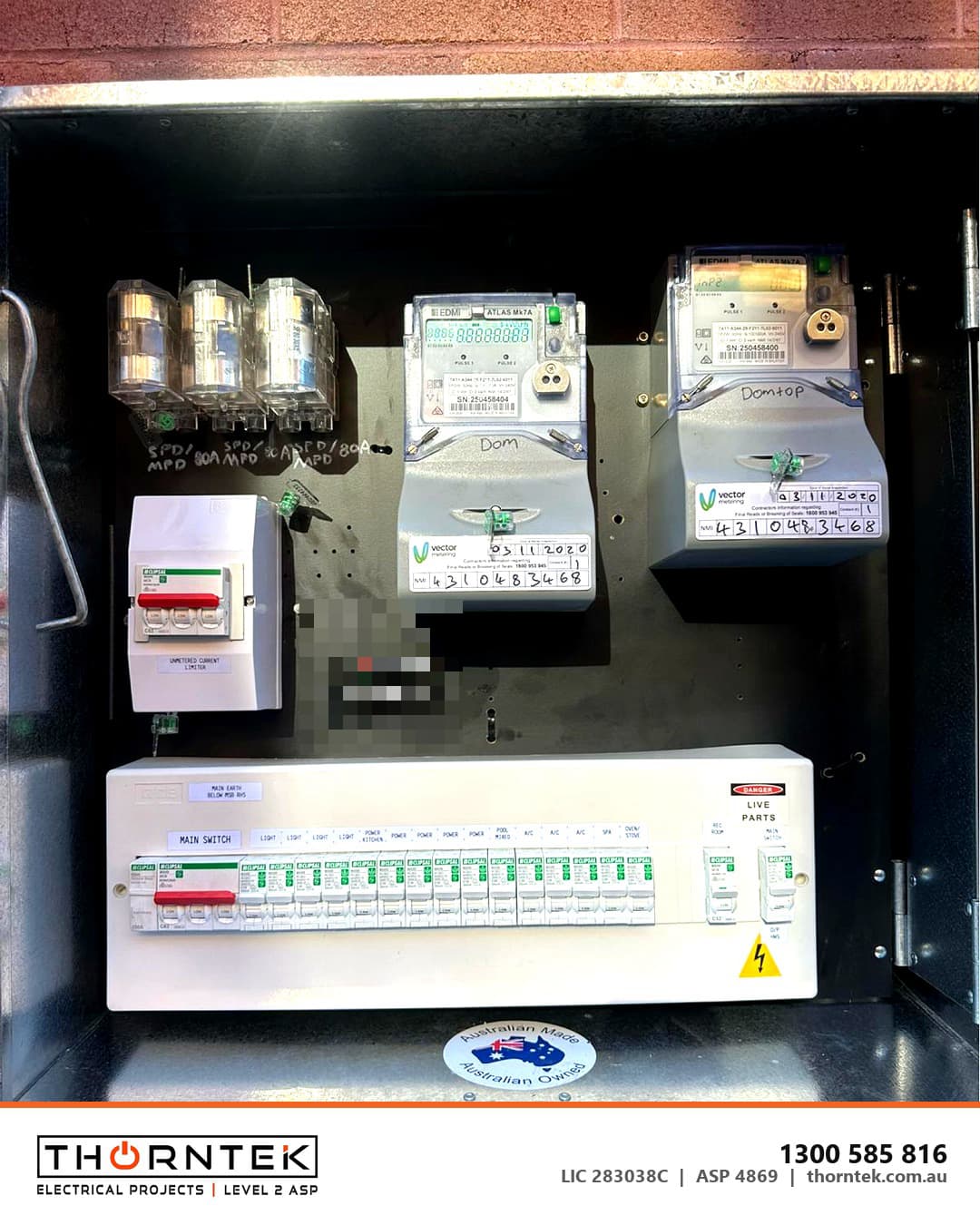 New compliant switchboard installed by Thorntek